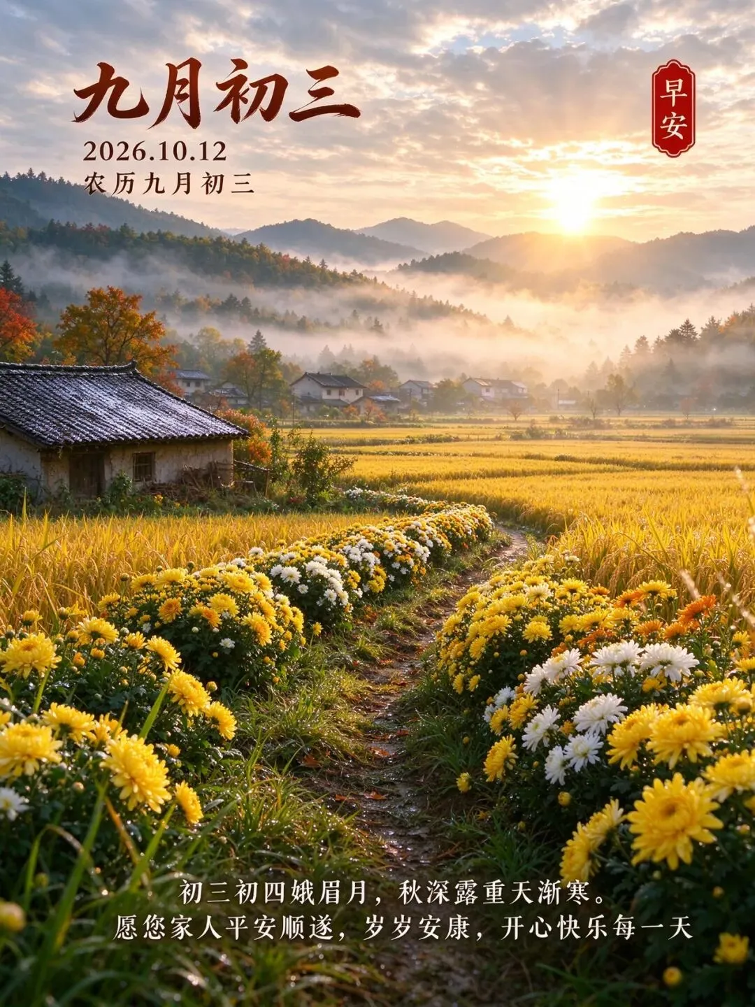 九月初三,老话说 “初三初四娥眉月”,秋深露重天渐寒,愿您家人平安顺遂,岁岁安康,开心快乐每一天-第3张图片-四季读书网