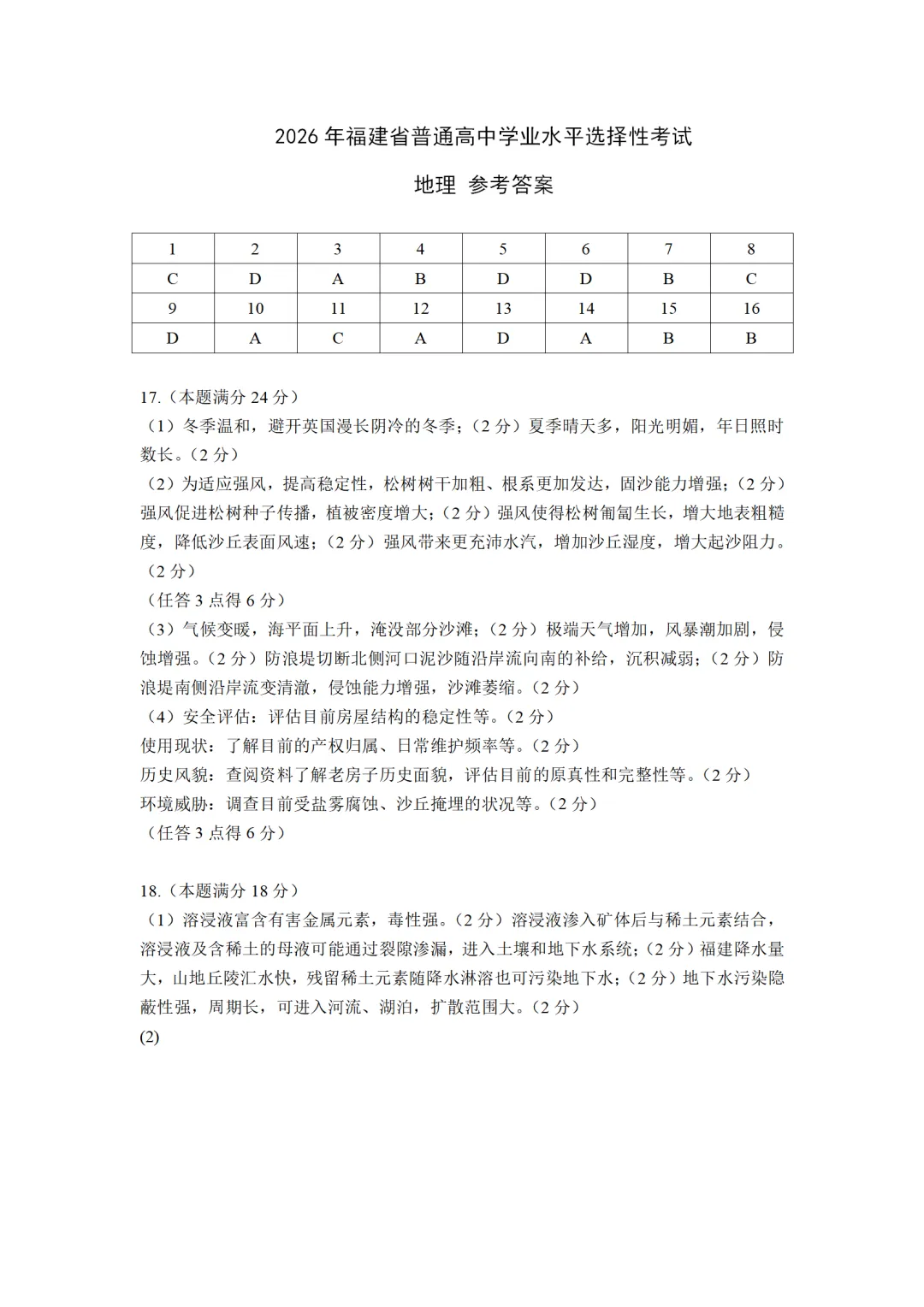 【地理热点】真题!2026年高考地理福建卷-第8张图片-四季读书网