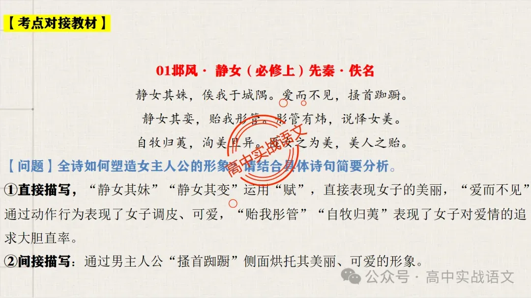 【真题+课本】讲透古诗鉴赏表达技巧【表达方式+表现手法+结构技巧+修辞手法】-第58张图片-四季读书网