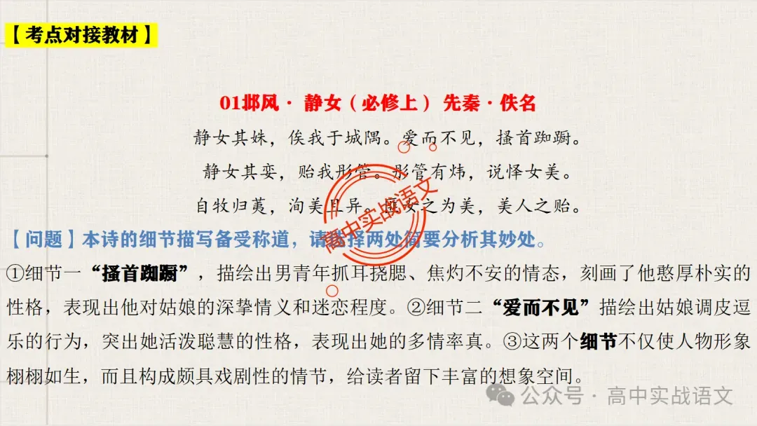 【真题+课本】讲透古诗鉴赏表达技巧【表达方式+表现手法+结构技巧+修辞手法】-第64张图片-四季读书网