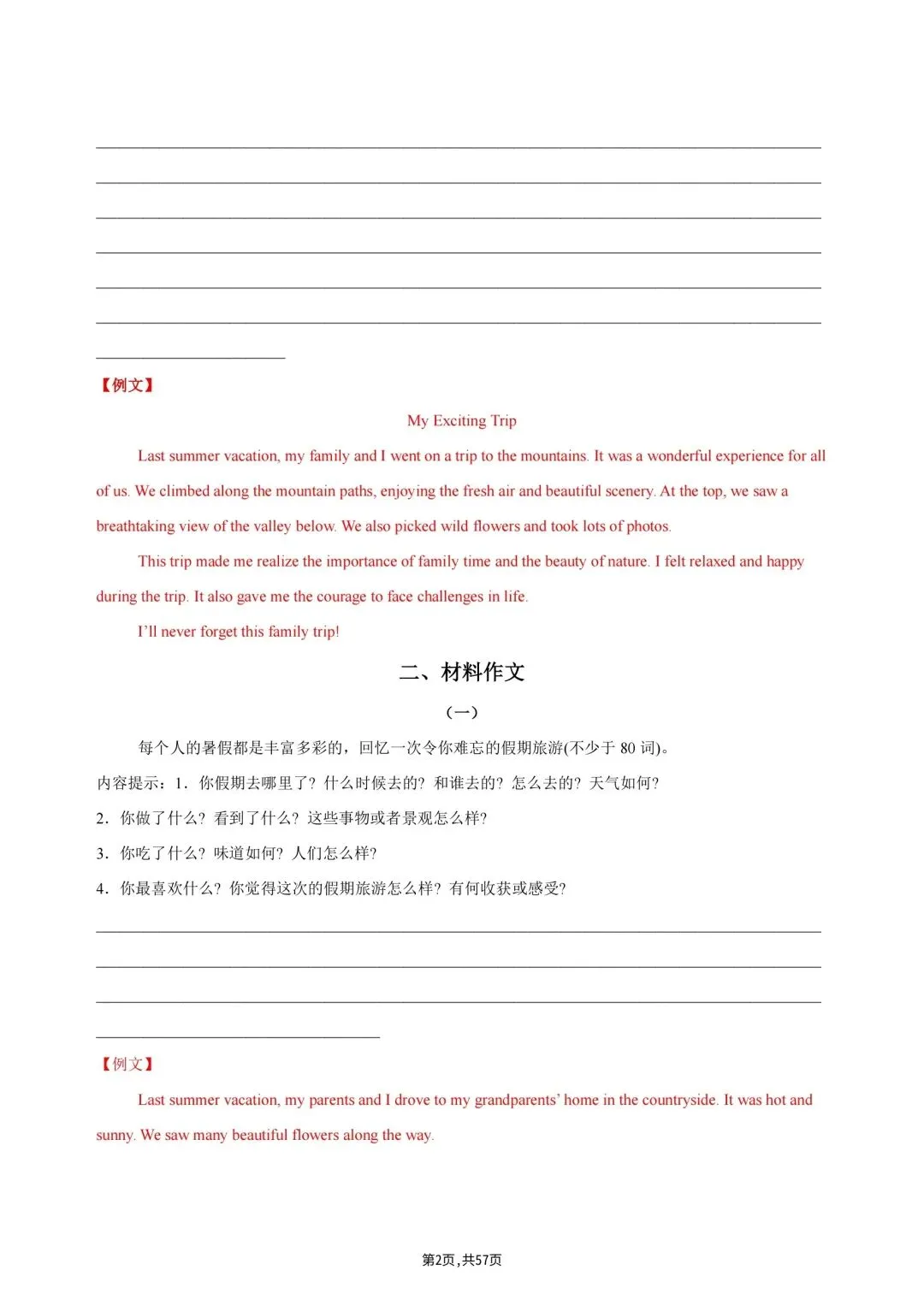 2026秋初二上册八年级英语(人教版)单元话题必背范文(含例文参考),电子版可打印!-第4张图片-四季读书网 2026秋初二上册八年级英语(人教版)单元话题必背范文(含例文参考),电子版可打印!-第4张图片-四季读书网