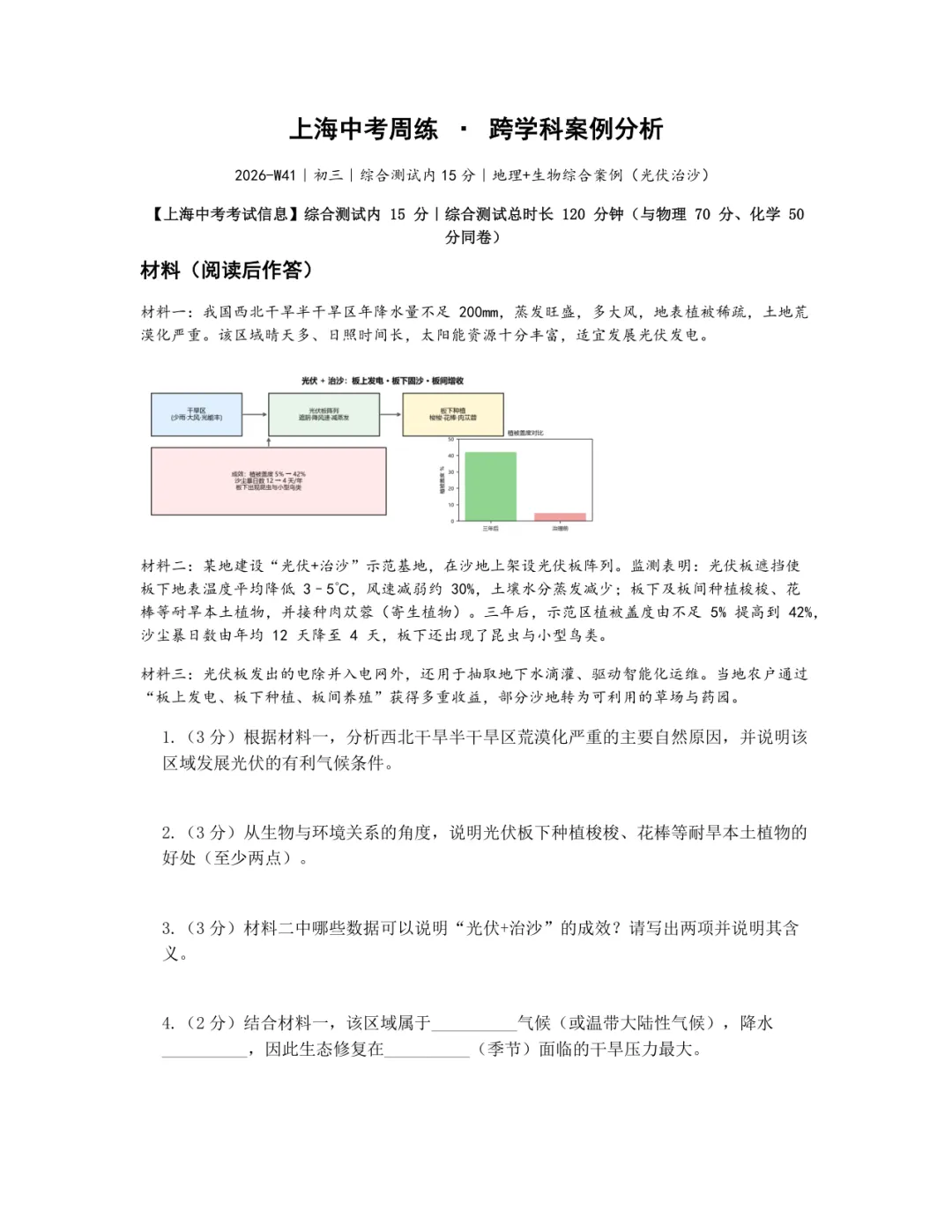 【W41】跨学科周练卷|上海中考初三·对标二模-第1张图片-四季读书网