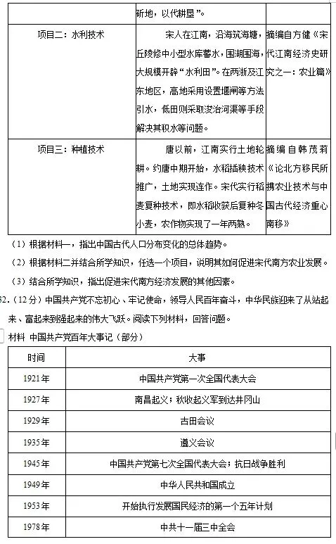 广东省历史中考试题及答案2022:落实“双减”政策后的第一年中考-第7张图片-四季读书网
