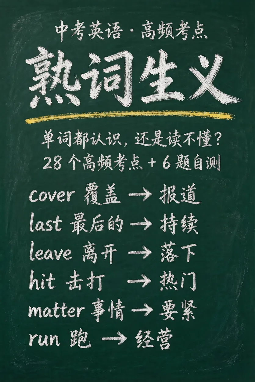 初中英语语法全套板书|中考英语 28 个高频熟词生义-第2张图片-四季读书网