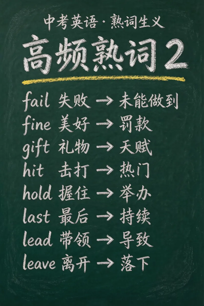 初中英语语法全套板书|中考英语 28 个高频熟词生义-第3张图片-四季读书网