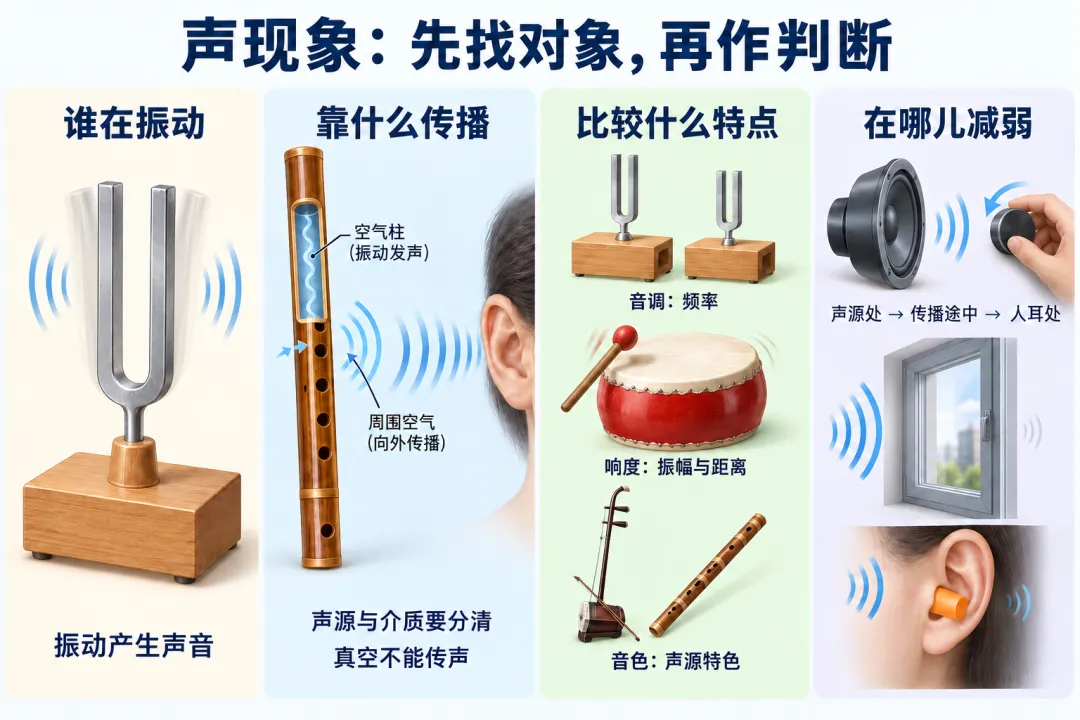 初二物理|声现象小结12题:发声、传声和声音特性逐题分清-第1张图片-四季读书网 初二物理|声现象小结12题:发声、传声和声音特性逐题分清-第1张图片-四季读书网