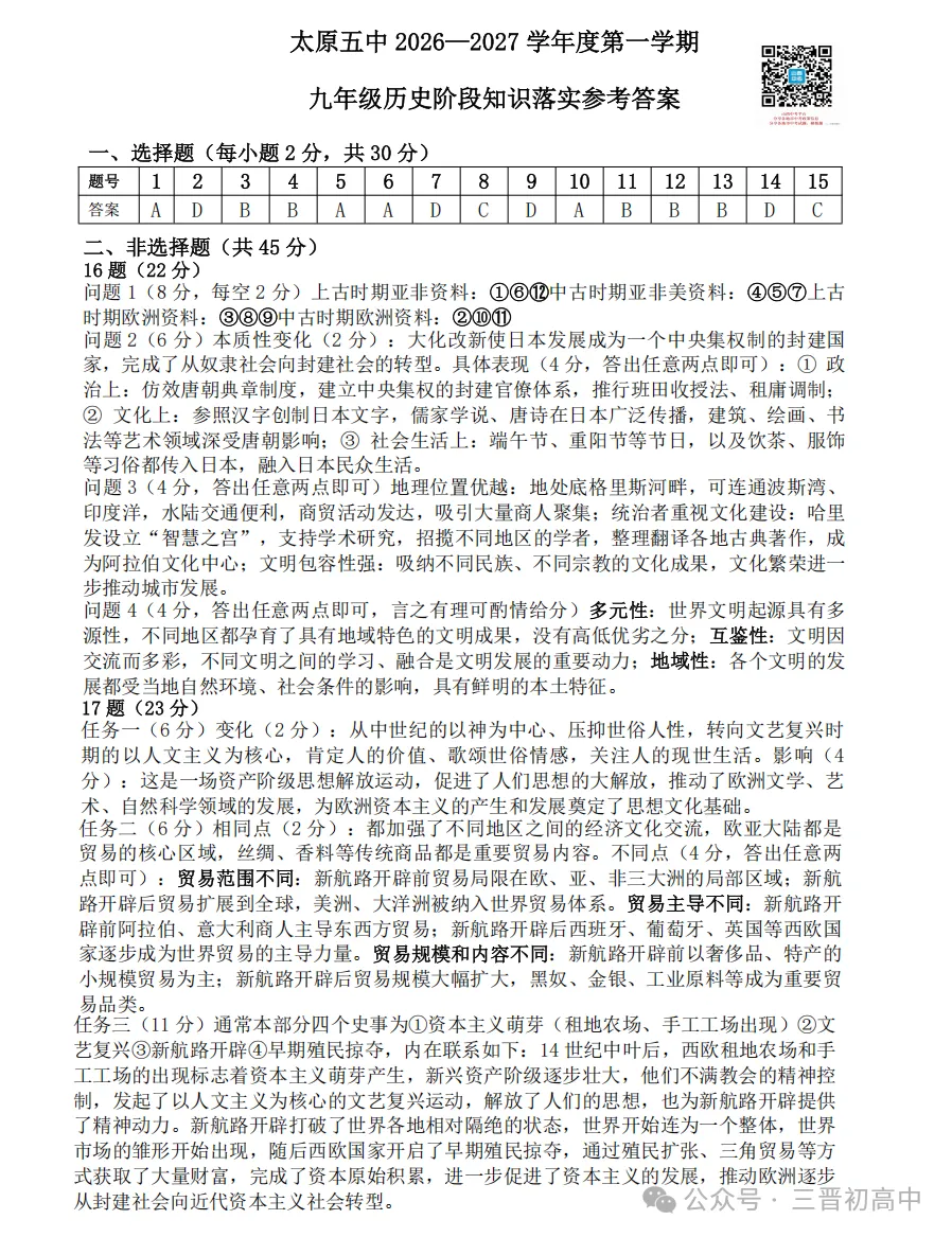 【初三月考】太原师院附中、太原五中2026-2027学年第一学期10月试题及答案!-第94张图片-四季读书网 【初三月考】太原师院附中、太原五中2026-2027学年第一学期10月试题及答案!-第94张图片-四季读书网