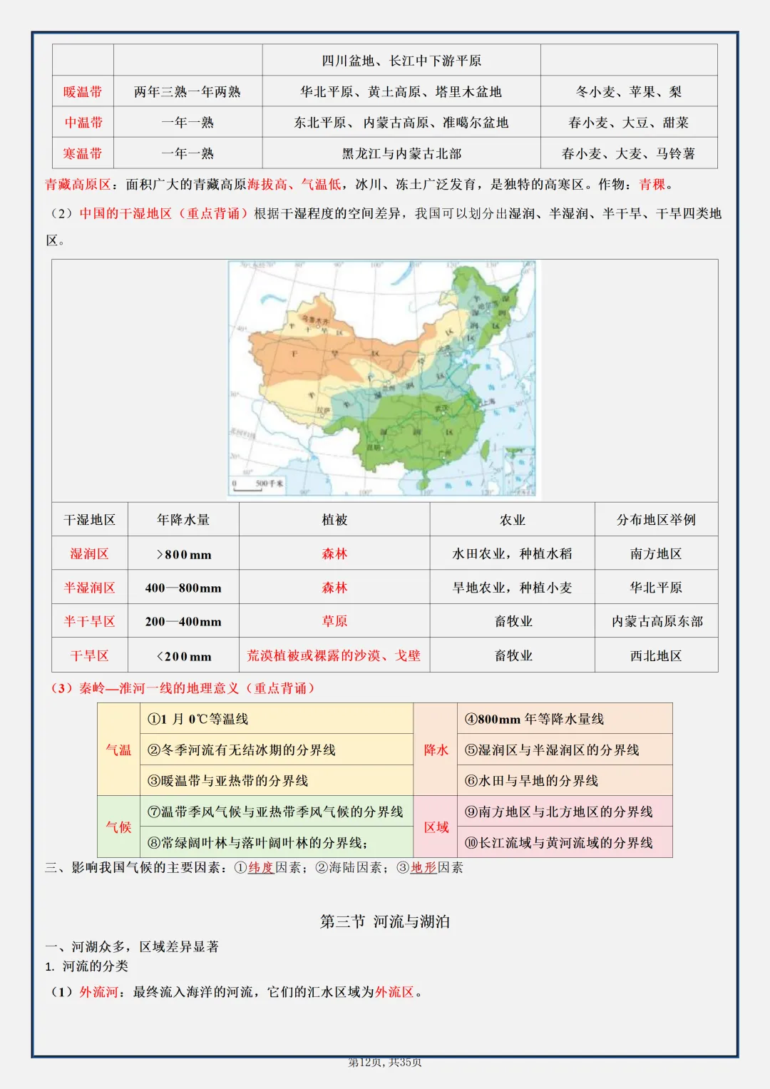 【初二】2026新教材八年级上册地理全册必背知识点汇总(高清版可打印)-第16张图片-四季读书网