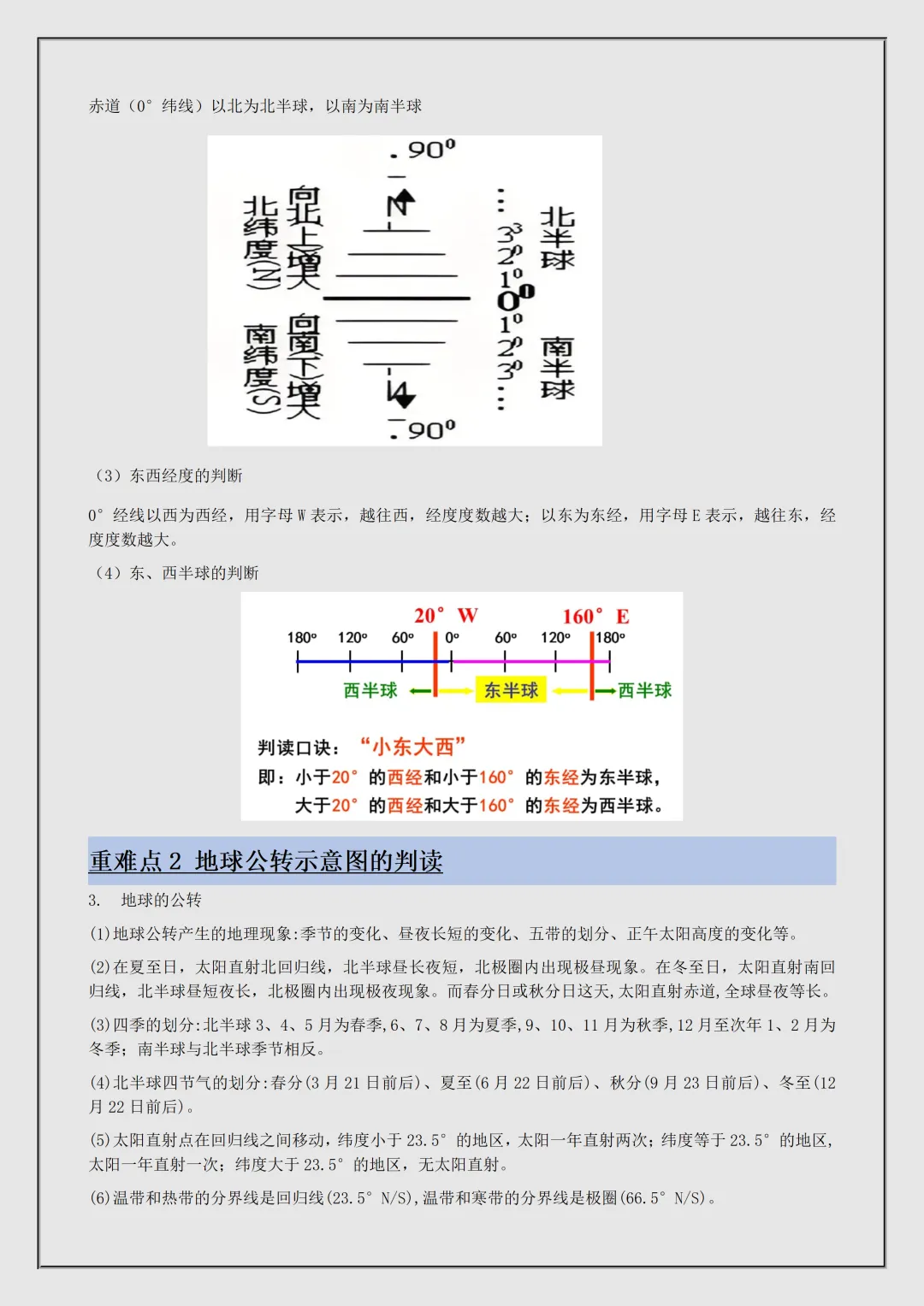 【初一】新版七上地理商务星球版全册必背考点知识点总结,完整版可打印(2026)-第13张图片-四季读书网