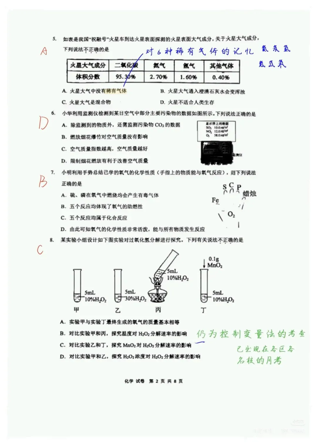 试卷测评:26年华附初三十月月考化学试卷-第2张图片-四季读书网