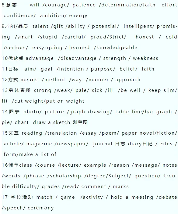高考英语完形填空高频分类主题词汇归纳-第10张图片-四季读书网
