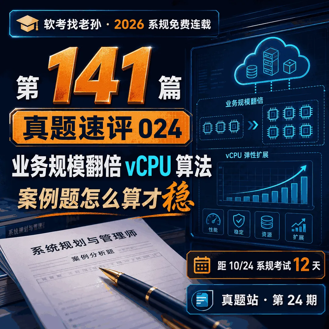 2026年系规免费连载 141 · 真题速评 024:业务规模翻倍,vCPU 与虚拟机数怎么算(2025 下案例回忆版试题一)-第1张图片-四季读书网 2026年系规免费连载 141 · 真题速评 024:业务规模翻倍,vCPU 与虚拟机数怎么算(2025 下案例回忆版试题一)-第1张图片-四季读书网