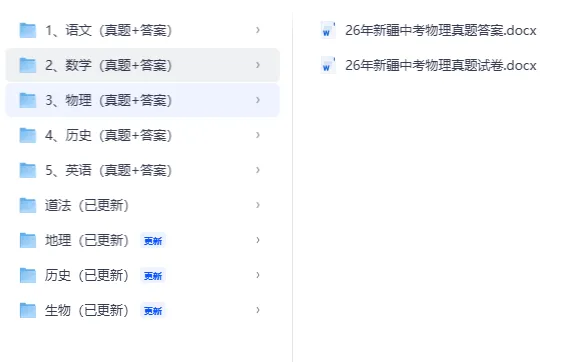 2013-2026年新疆中考九科真题试卷+参考答案电子版-第1张图片-四季读书网