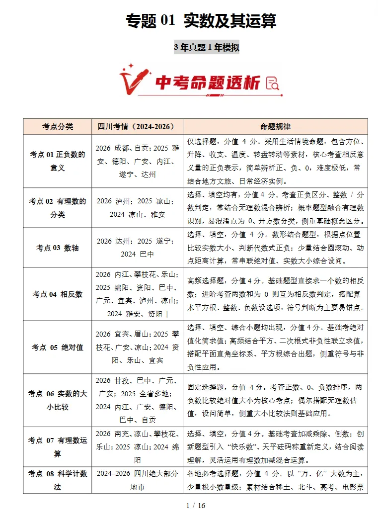 2024-2026年3年中考物理真题分类汇编(数学)(四川专用),同学们必备!-第2张图片-四季读书网 2024-2026年3年中考物理真题分类汇编(数学)(四川专用),同学们必备!-第2张图片-四季读书网