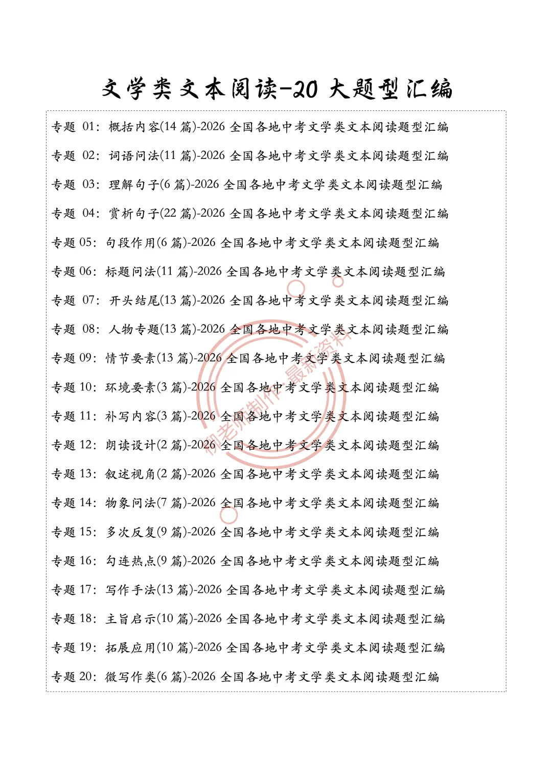 文学类文本阅读20种题型汇编-2027中考复习-第2张图片-四季读书网 文学类文本阅读20种题型汇编-2027中考复习-第2张图片-四季读书网