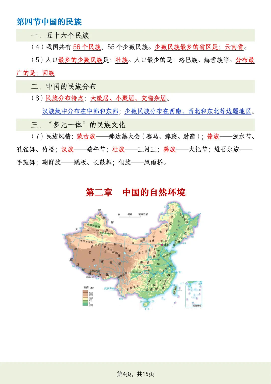 初二2026新【八上地理】湘教版全册必背常考知识点总结(完整版可打印)-第6张图片-四季读书网