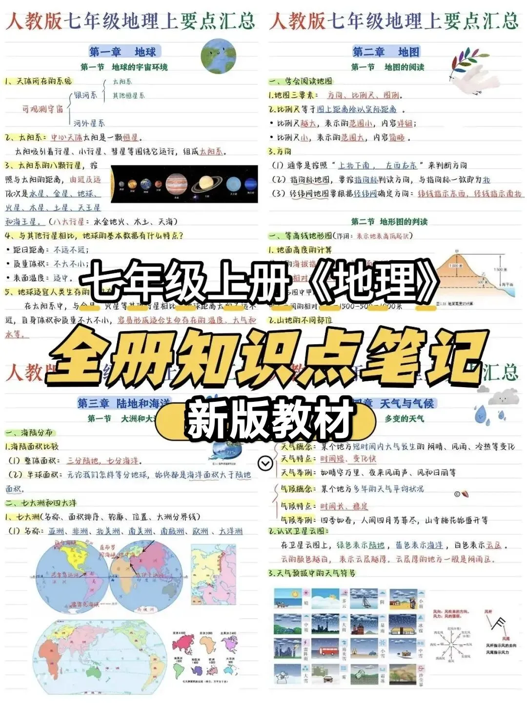 初一新七上地理全册核心笔记知识背读总结电子打印版!(2026 新版本)-第1张图片-四季读书网