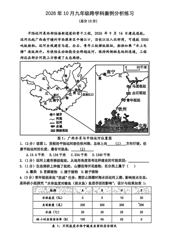 最新普陀区统考 | 初三【语数英物化跨学科】10月多校联考月考卷+答案-第4张图片-四季读书网 最新普陀区统考 | 初三【语数英物化跨学科】10月多校联考月考卷+答案-第4张图片-四季读书网