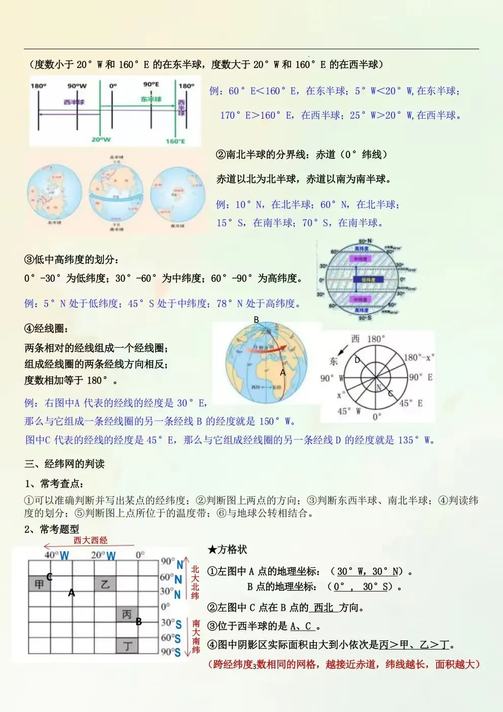 初一七年级上册地理(新版)全册常考必背知识清单总结梳理电子版可下载打印(2026)-第10张图片-四季读书网