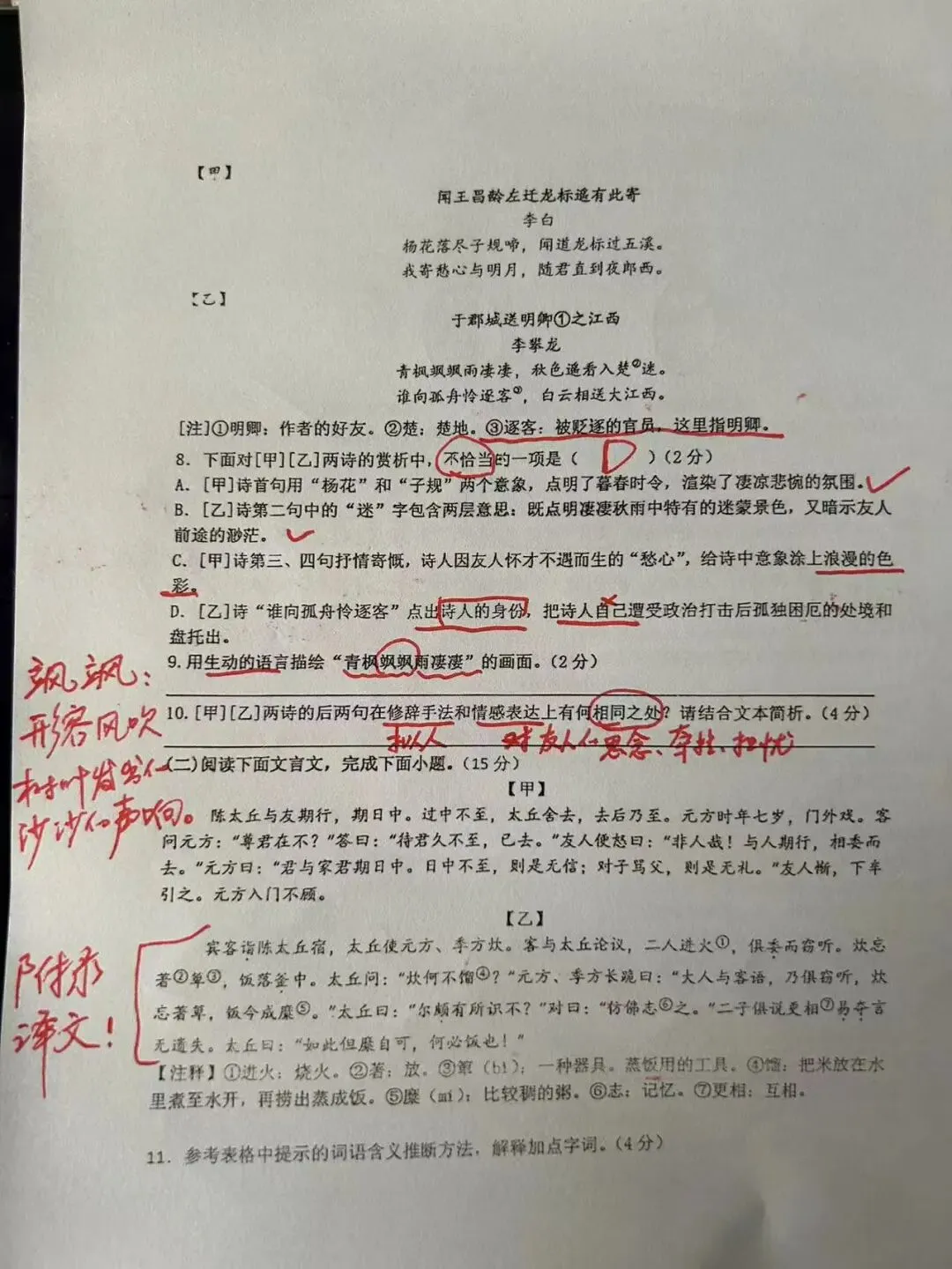 【初一语文】南京东山外国语2026年10月月考真题卷(含解析)-第4张图片-四季读书网