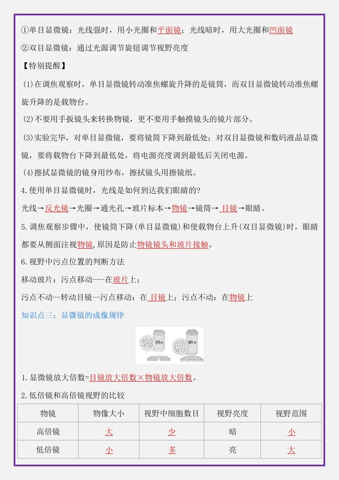 【初一】2026秋七年级上册生物全册考点清单知识点归纳复习提纲,有高清完整版可打印-第7张图片-四季读书网 【初一】2026秋七年级上册生物全册考点清单知识点归纳复习提纲,有高清完整版可打印-第7张图片-四季读书网