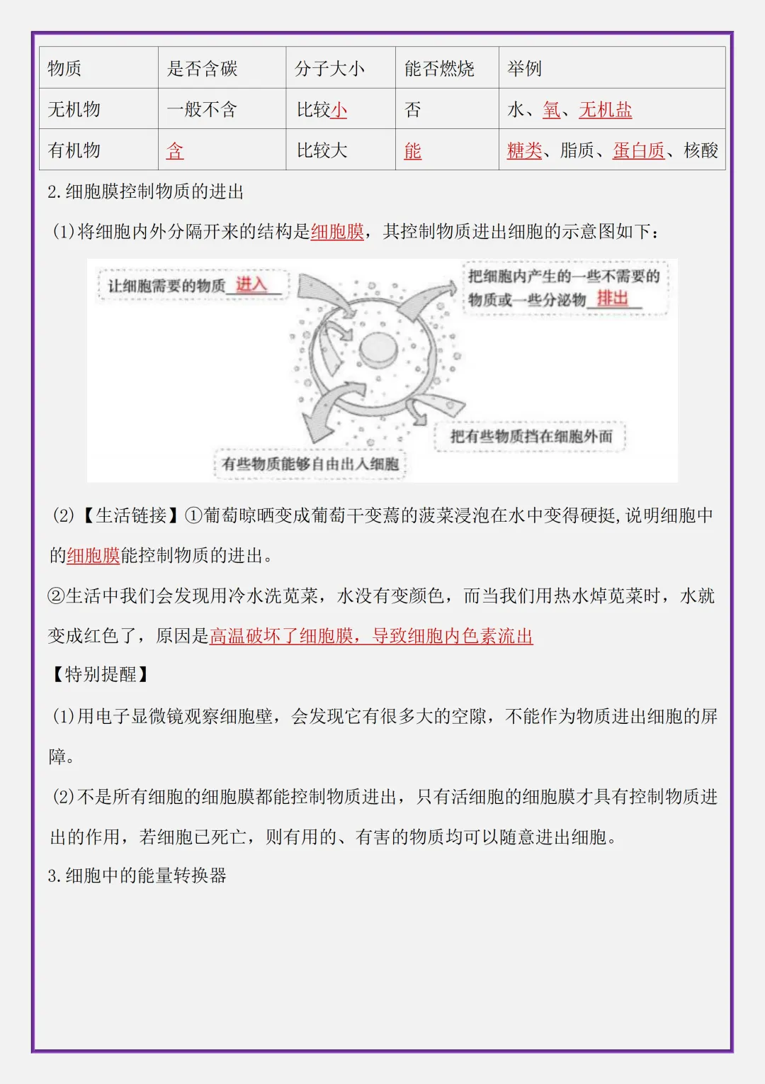 【初一】2026秋七年级上册生物全册考点清单知识点归纳复习提纲,有高清完整版可打印-第12张图片-四季读书网 【初一】2026秋七年级上册生物全册考点清单知识点归纳复习提纲,有高清完整版可打印-第12张图片-四季读书网