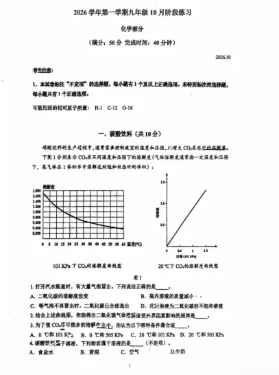 26普陀区初三上10月联考全科卷汇总,带答案解析!-第12张图片-四季读书网 26普陀区初三上10月联考全科卷汇总,带答案解析!-第12张图片-四季读书网