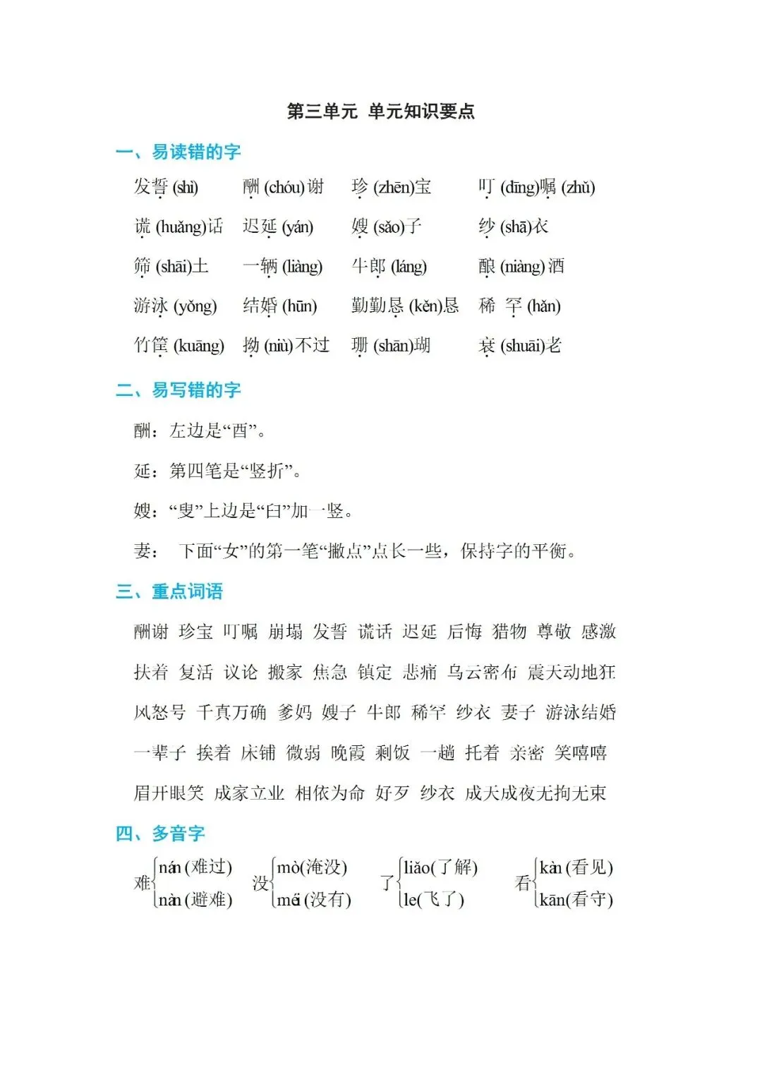 小学语文人教版部编 语文5上试题试卷|五年级语文上册第三单元 单元知识要点|免费领取持续更新_v2-第3张图片-四季读书网 小学语文人教版部编 语文5上试题试卷|五年级语文上册第三单元 单元知识要点|免费领取持续更新_v2-第3张图片-四季读书网