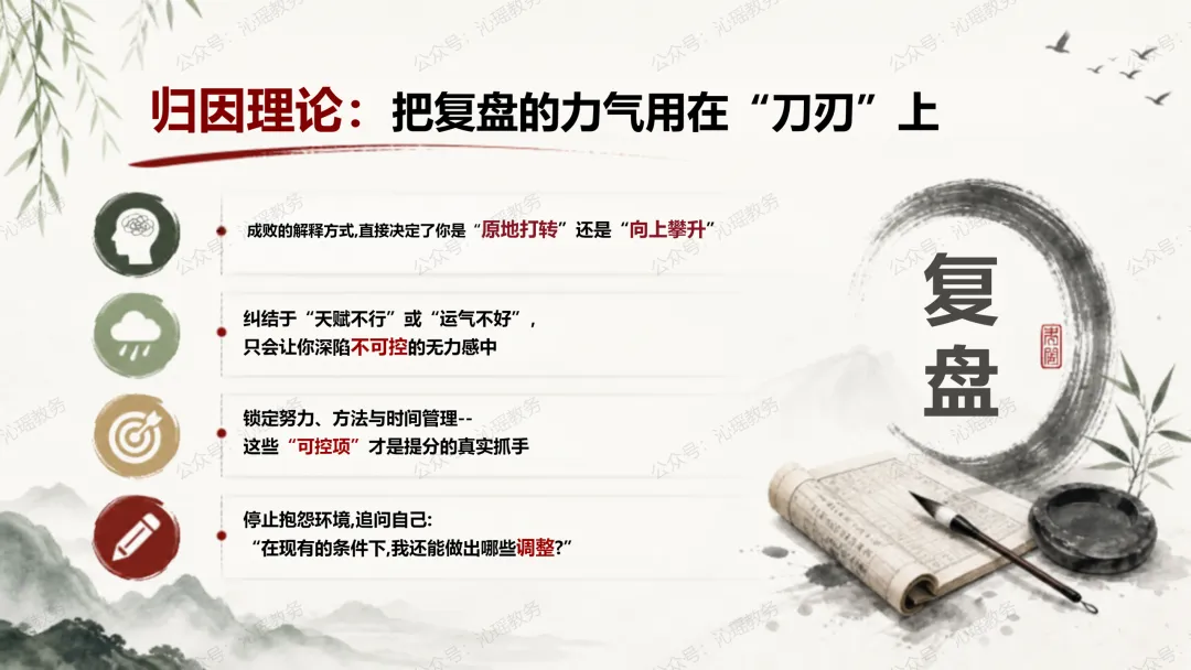 初三第一次月考后的复盘与心态重启:从分数到成长 || 月考是校准,不是终审【PPT+发言稿】-第18张图片-四季读书网 初三第一次月考后的复盘与心态重启:从分数到成长 || 月考是校准,不是终审【PPT+发言稿】-第18张图片-四季读书网