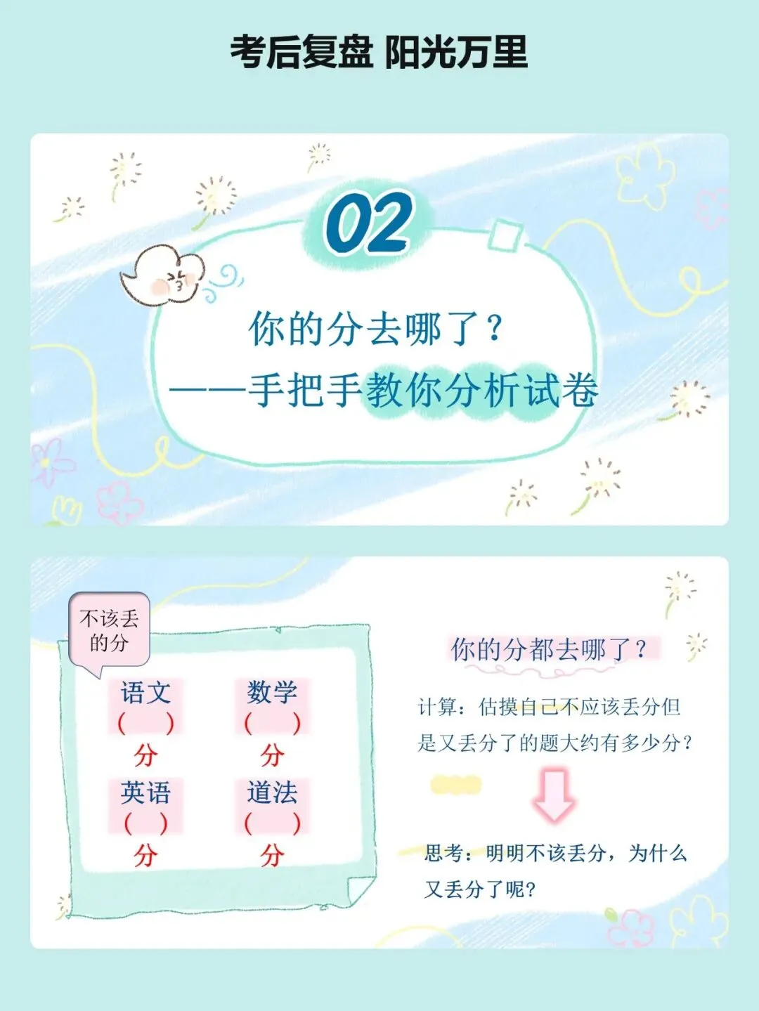 期中考后复盘心态调整主题班会:别再只说「下次努力点」了:考后复盘要分三步走【34页PPT】-第7张图片-四季读书网