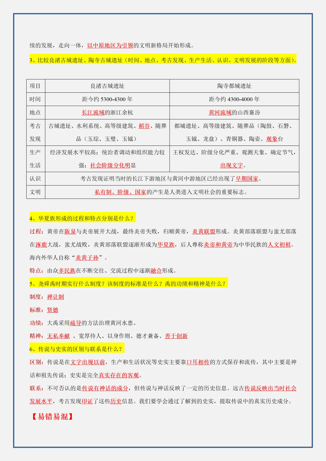 【初一】新版七上历史全册必背考点知识清单总结,完整版可打印(2026)-第4张图片-四季读书网 【初一】新版七上历史全册必背考点知识清单总结,完整版可打印(2026)-第4张图片-四季读书网
