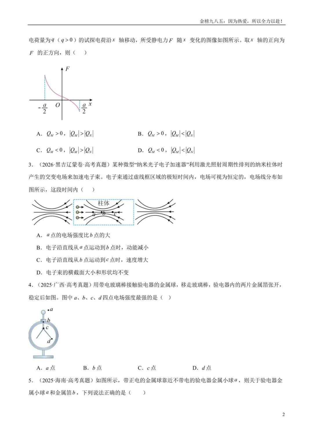 高考物理:【三年真题】专题08静电场(学生版)-第2张图片-四季读书网