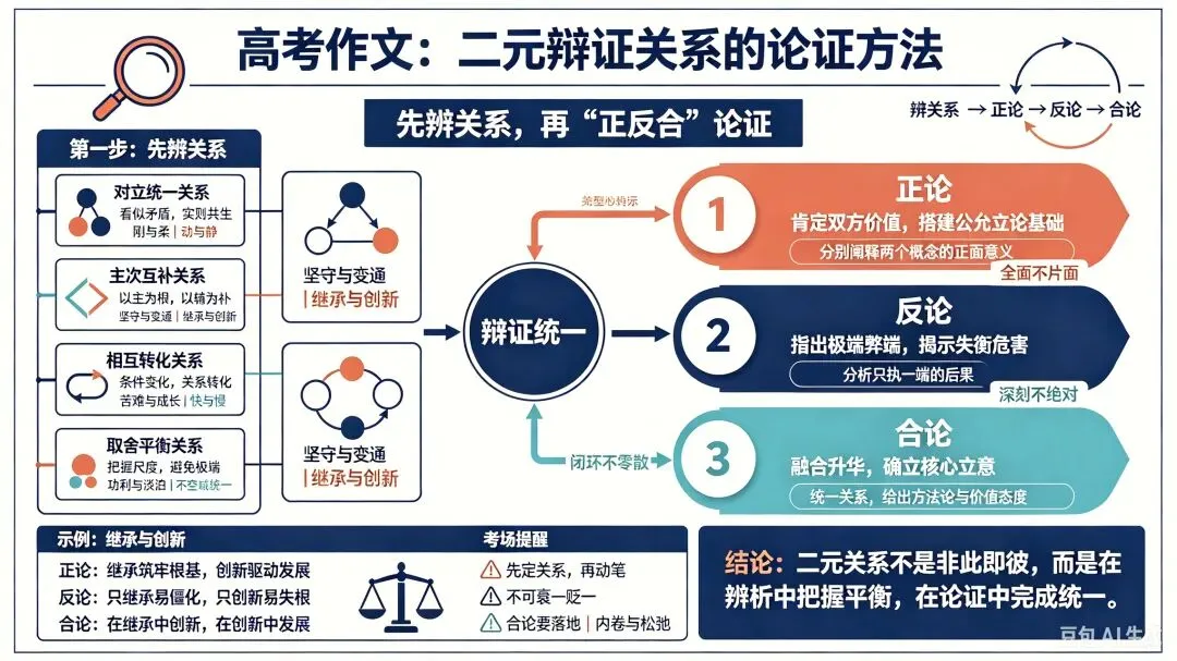 高考作文“二元辩证关系”的论证方法-第1张图片-四季读书网