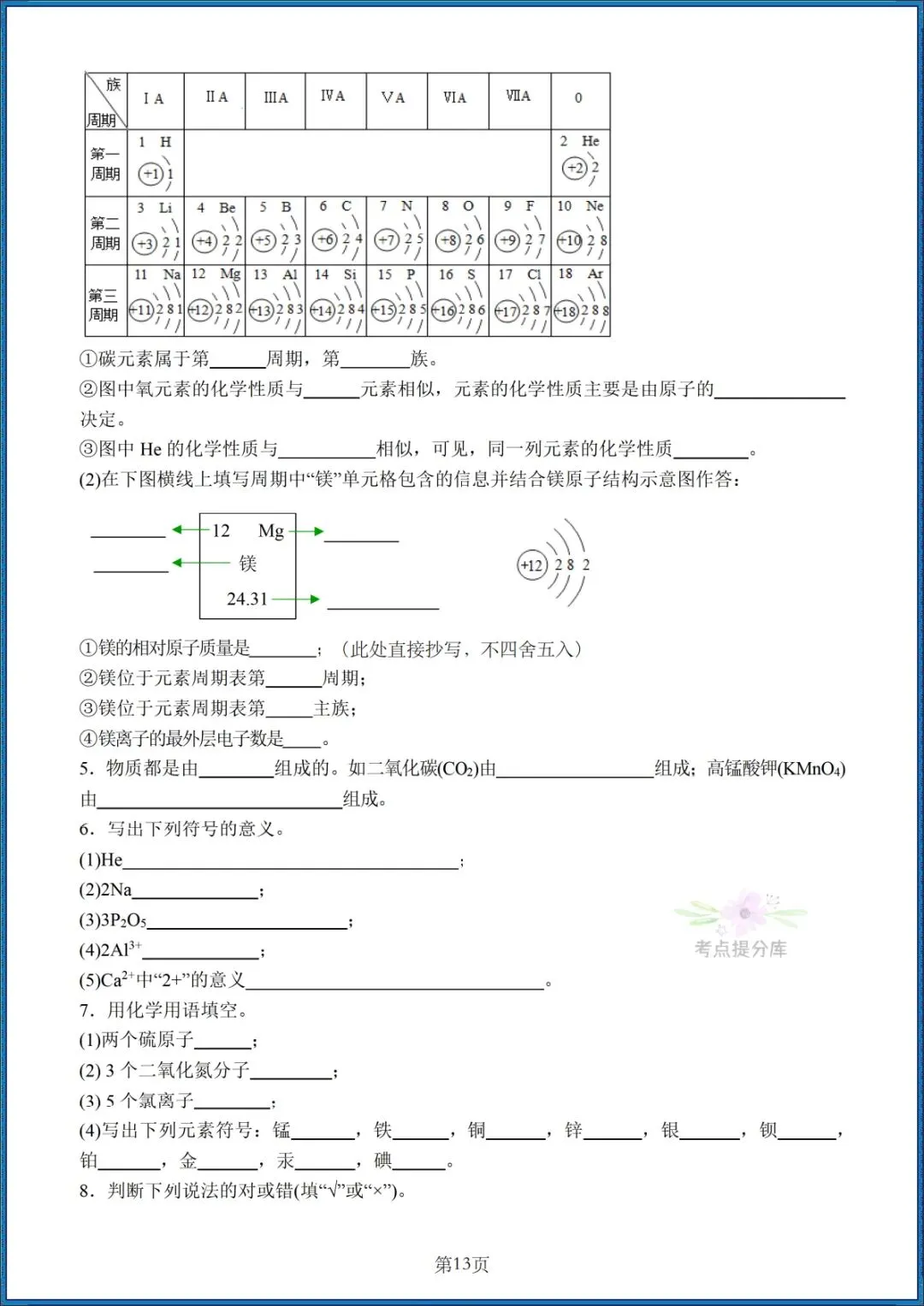 26秋初三人教版 九年级上册化学《全册知识点汇总》背诵+默写 共58页 可打印-第25张图片-四季读书网
