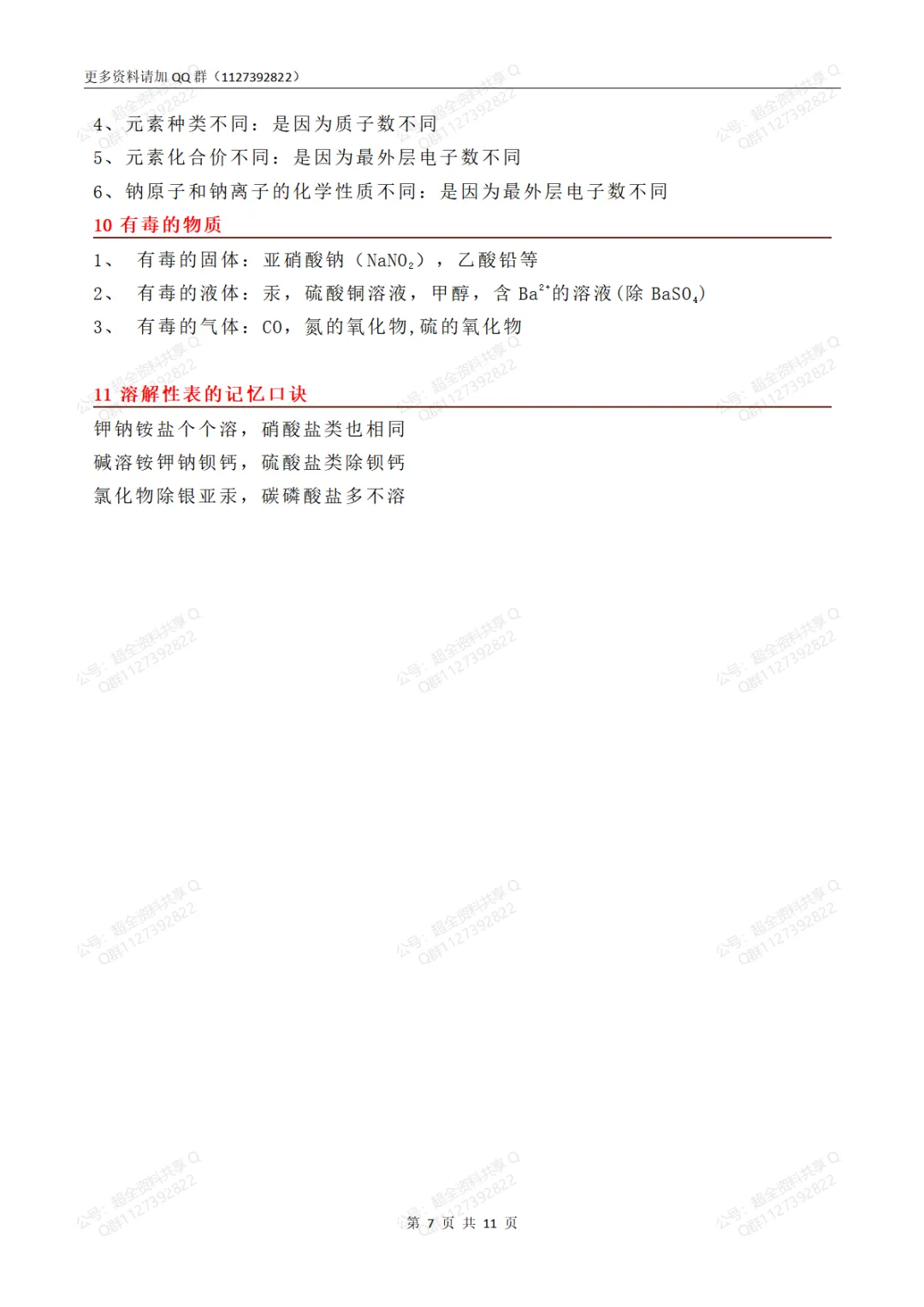 中考化学必考知识点汇总(背诵版+默写版)(pdf分享)-第8张图片-四季读书网 中考化学必考知识点汇总(背诵版+默写版)(pdf分享)-第8张图片-四季读书网