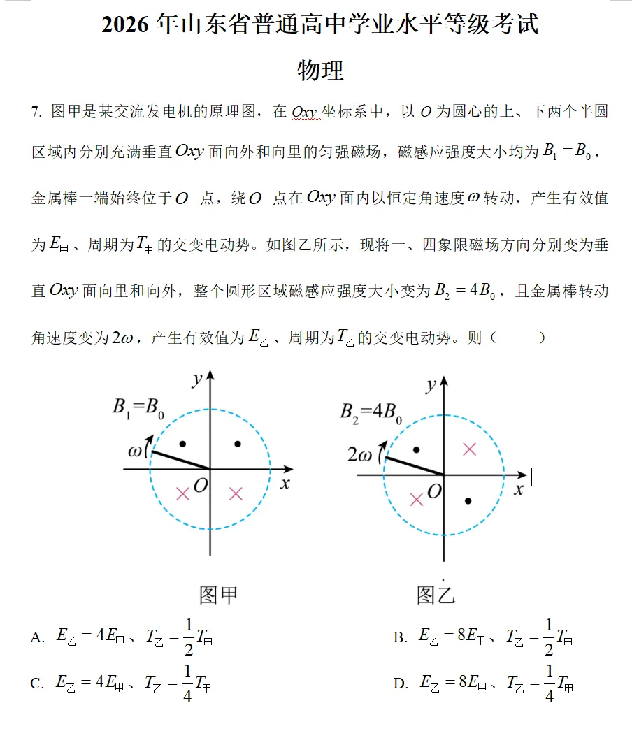 【1807】2026年山东省高考物理真题可视化讲评-(07)扇形区域内导体棒旋转产生交流电分析-第8张图片-四季读书网 【1807】2026年山东省高考物理真题可视化讲评-(07)扇形区域内导体棒旋转产生交流电分析-第8张图片-四季读书网