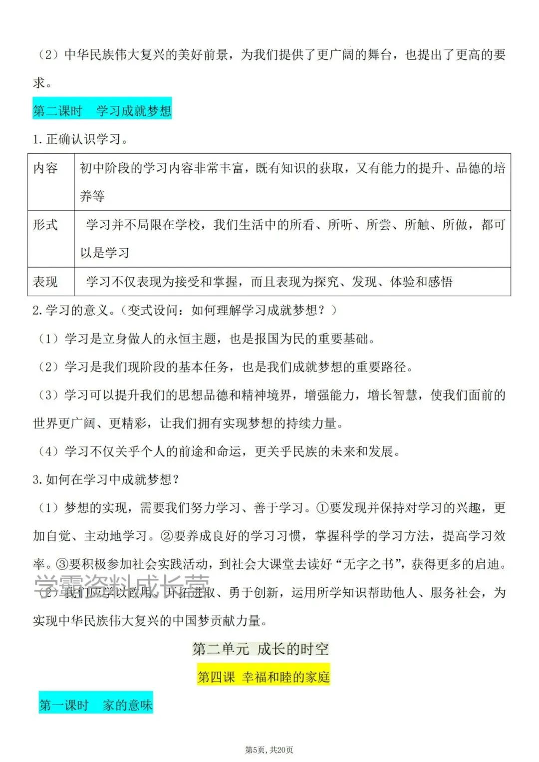 初一新版2026年七上道法与法治全册重点知识清总结必背,电子打印版!-第7张图片-四季读书网