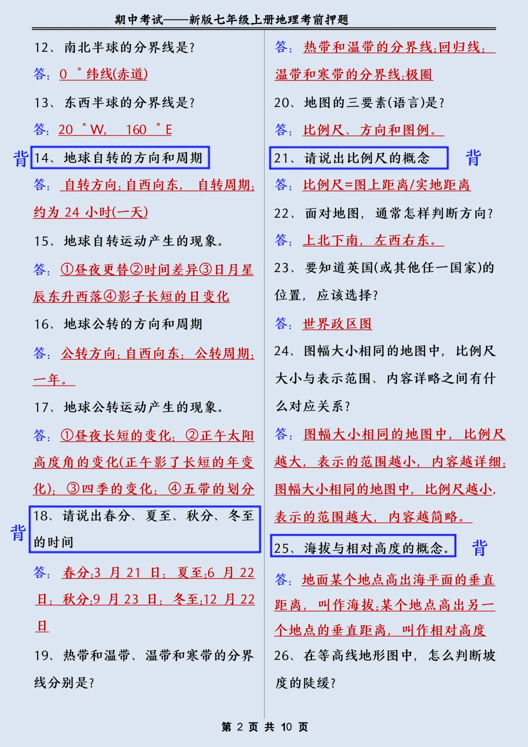 【初一】2026秋七年级上册地理期中常考核心知识点梳理总结,有高清完整版可打印-第5张图片-四季读书网 【初一】2026秋七年级上册地理期中常考核心知识点梳理总结,有高清完整版可打印-第5张图片-四季读书网