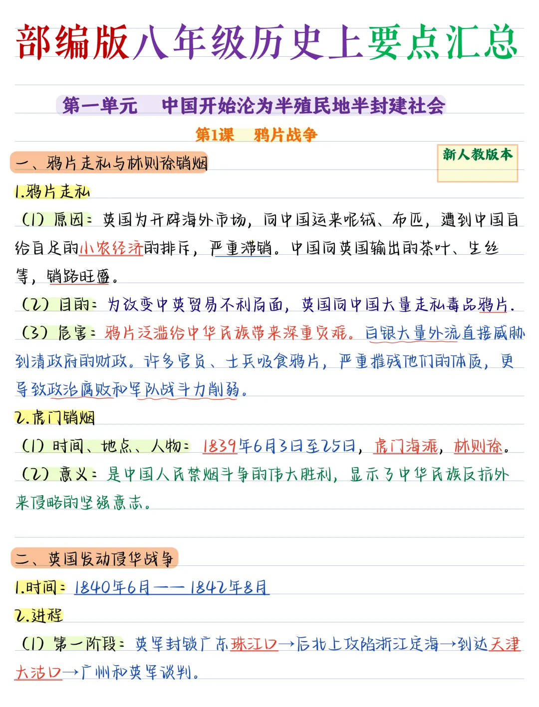 【初二】2026新教材八年级上册历史全册核心知识要点汇总·彩色手写版(高清版可打印)-第5张图片-四季读书网 【初二】2026新教材八年级上册历史全册核心知识要点汇总·彩色手写版(高清版可打印)-第5张图片-四季读书网