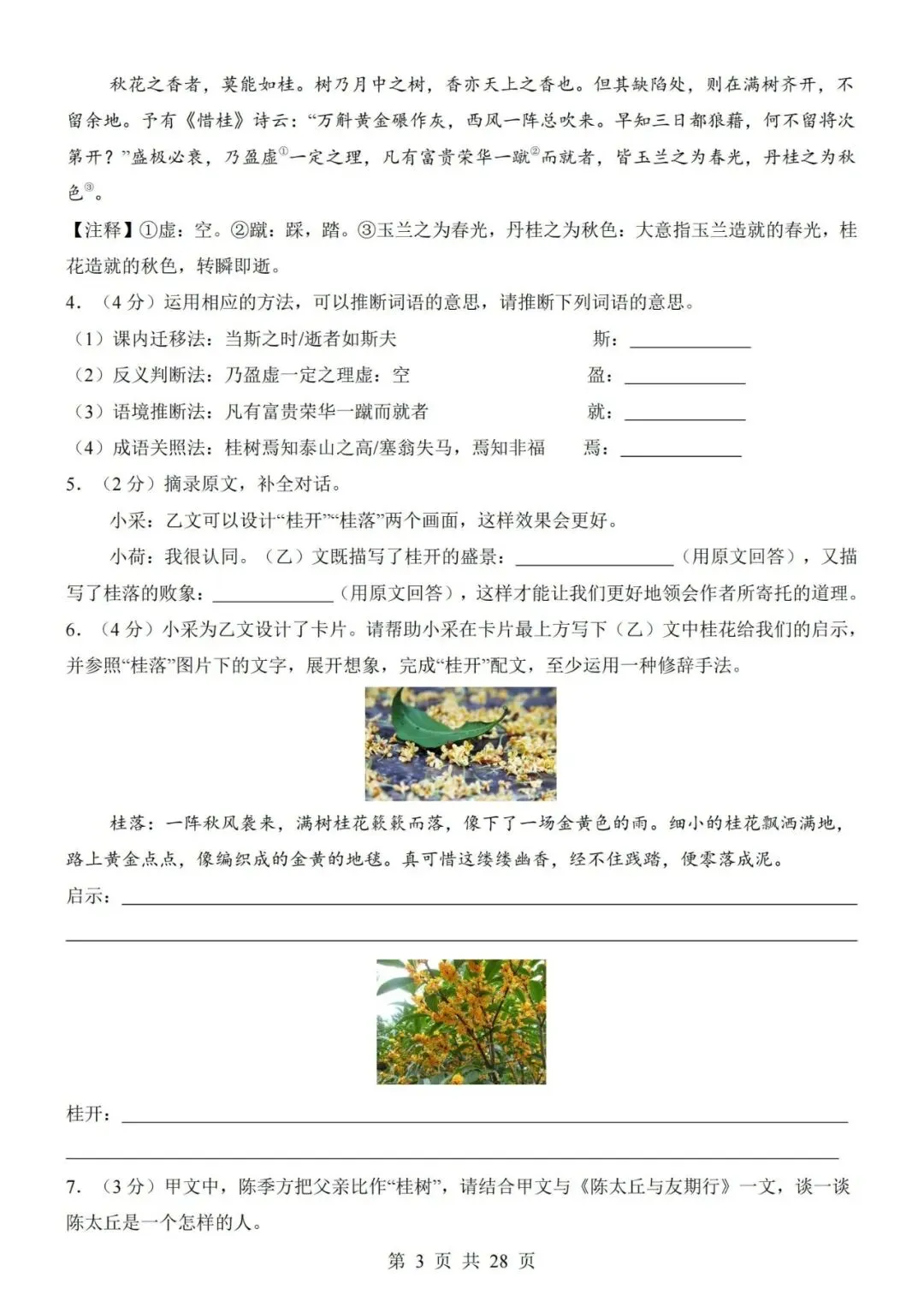 2026-2027学年七年级上册语文期中考试模拟测试试卷02-第3张图片-四季读书网