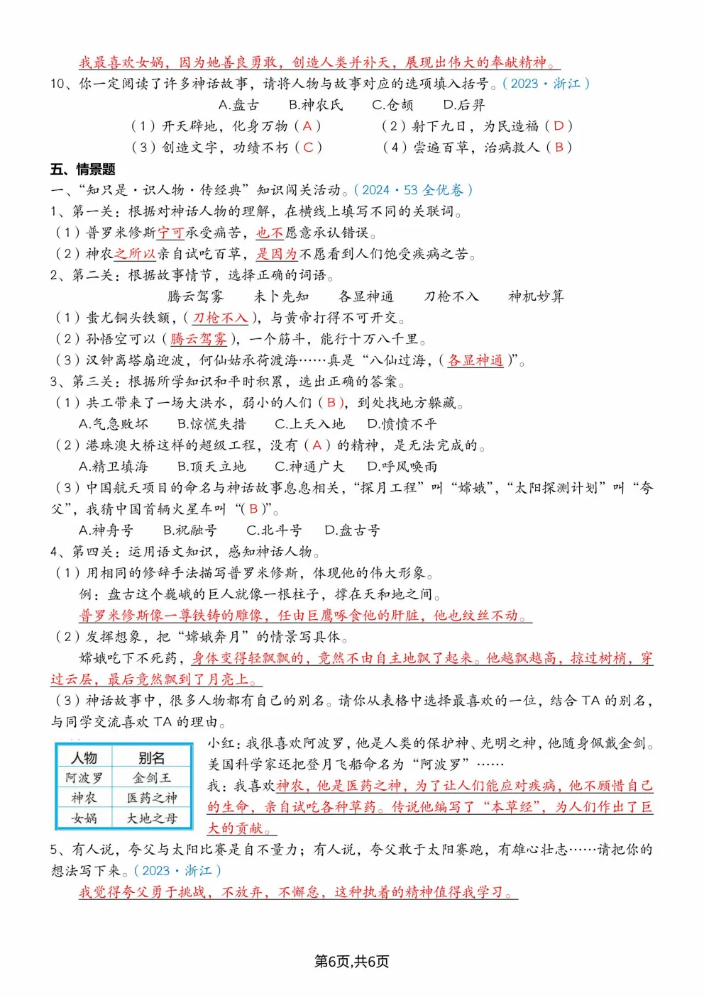 26秋四年级上册语文《快乐读书吧真题专项训练》(含答案)可打印-第14张图片-四季读书网