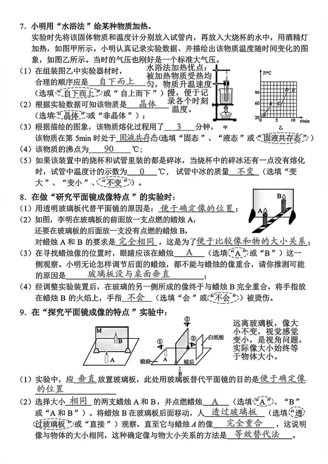 初二物理上册:必考实验题总结(填空版),可打印-第4张图片-四季读书网 初二物理上册:必考实验题总结(填空版),可打印-第4张图片-四季读书网