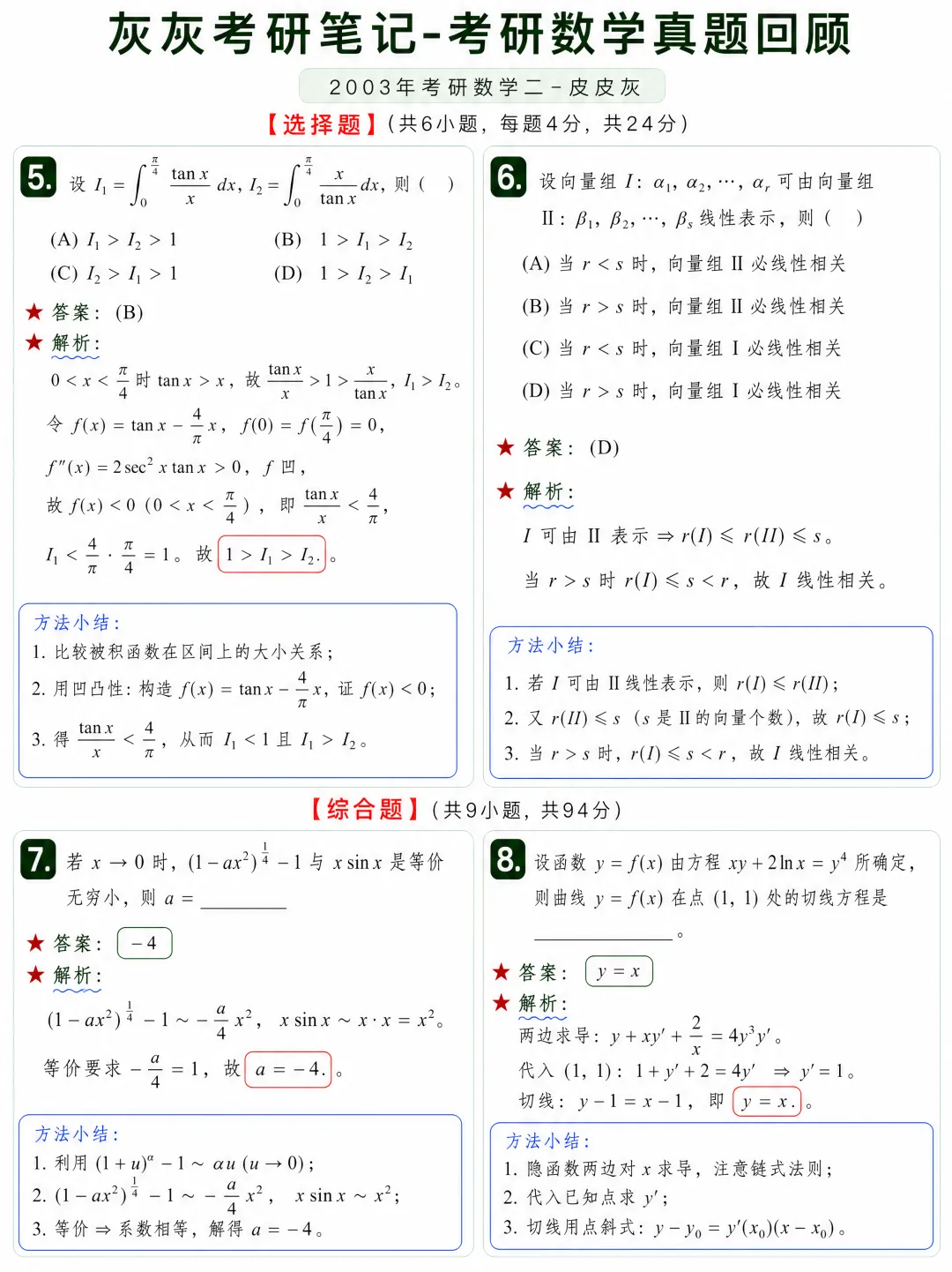 【2003年】考研数学二真题方法论-第3张图片-四季读书网