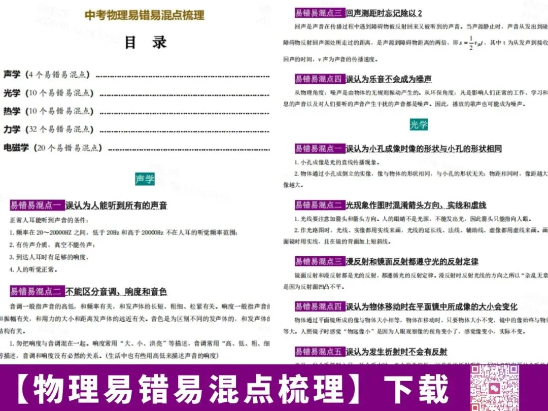 中考物理易错易混点梳理-第2张图片-四季读书网 中考物理易错易混点梳理-第2张图片-四季读书网