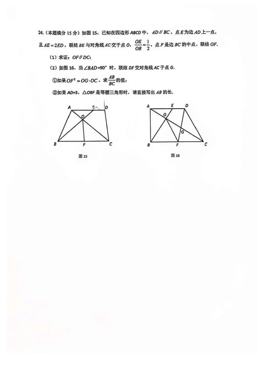 九年级:梅陇中学数学月考试卷-第7张图片-四季读书网
