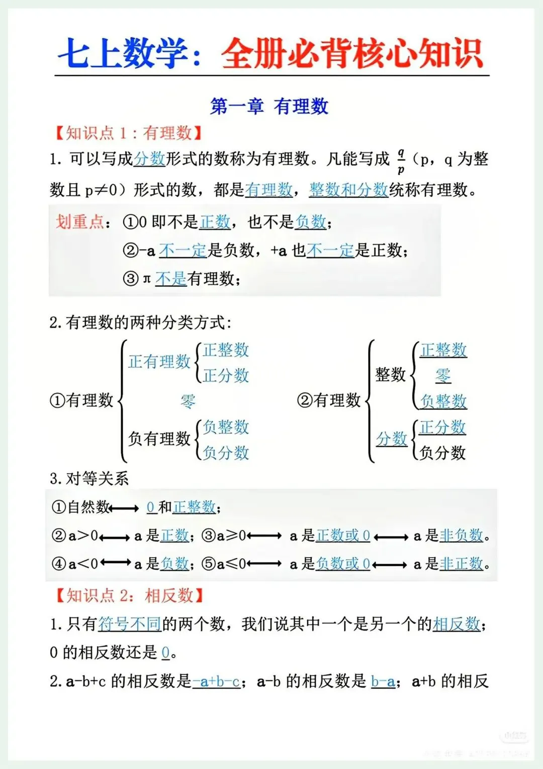 初一新七上全科目课文重点知识点背读总结电子打印版!(2026 新版本)-第2张图片-四季读书网