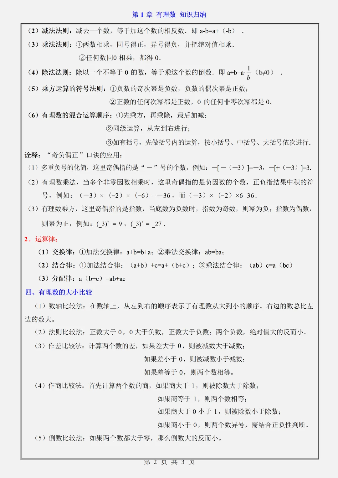 【初一】2026新版七年级上册数学翼教版全册重难点知识点归纳总结,完整版可打印-第4张图片-四季读书网 【初一】2026新版七年级上册数学翼教版全册重难点知识点归纳总结,完整版可打印-第4张图片-四季读书网