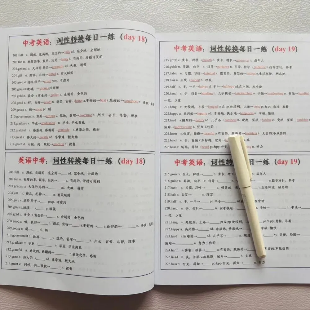 2027新版《中考英语词性转换三件套》高频核心词汇变形归纳,52天小纸条打卡,每日一练(含答案)专门攻克英语高频词汇变形-第25张图片-四季读书网