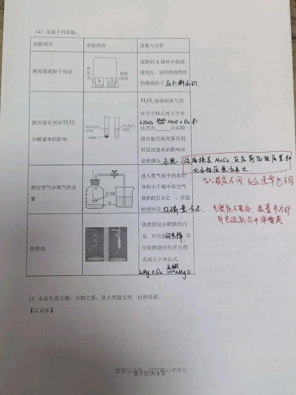 【初三学生做题记录】化学月考卷六-第5张图片-四季读书网