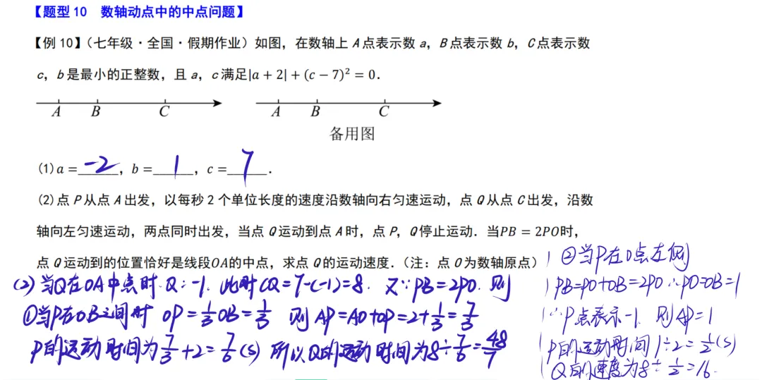 初一数学提升训练1-2数轴动点问题中的相遇问题-第5张图片-四季读书网
